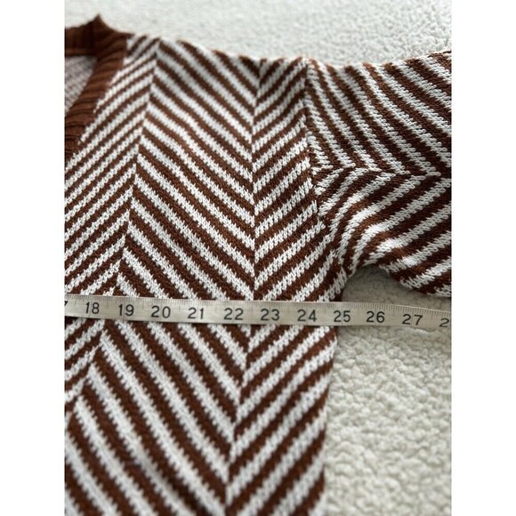 Fortune+Ivy Stitch Fix Women's Chevron Open Cardigan Sweater Rust/White Sz XL - Picture 6 of 8